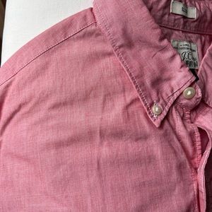 J Crew men’s cotton poplin red long sleeve button down shirt.